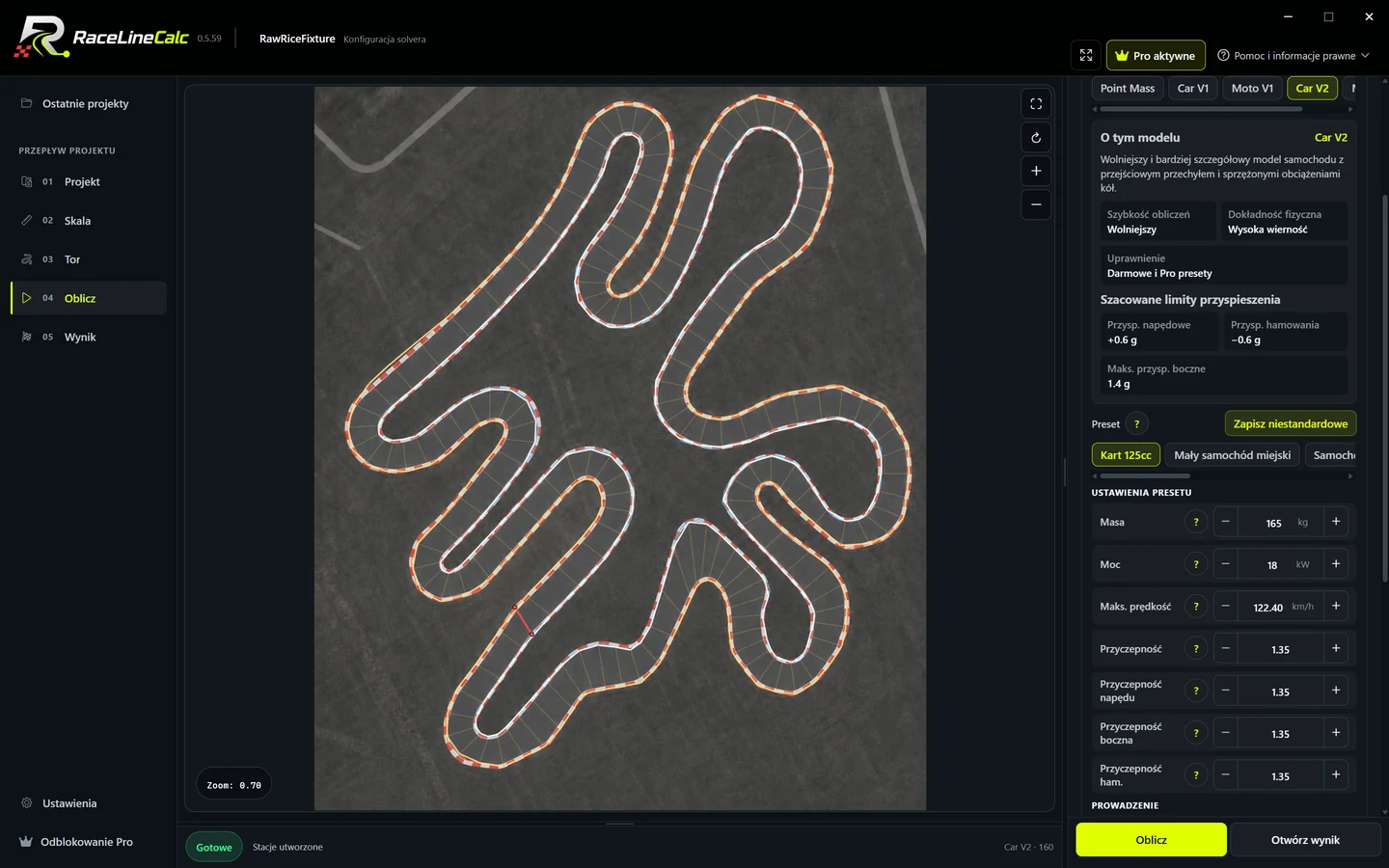 Parametry modelu samochodu — RaceLineCalc