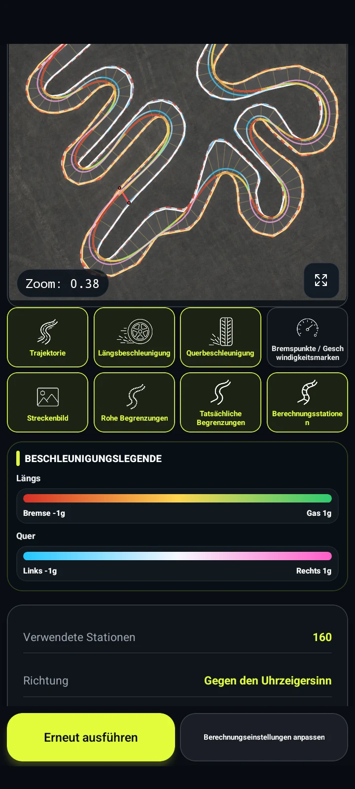Beschleunigungs-Overlays - RaceLineCalc