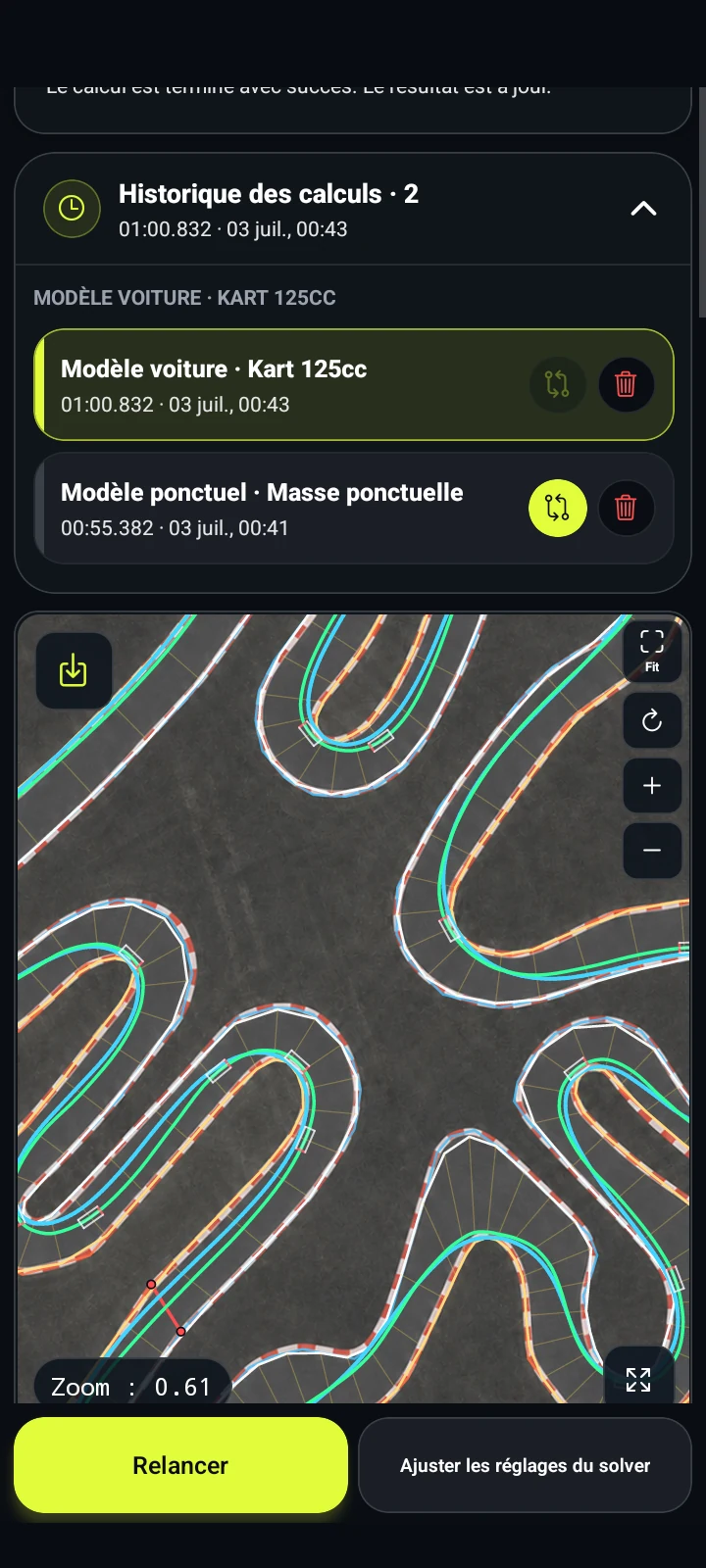 Comparaison des calculs - RaceLineCalc