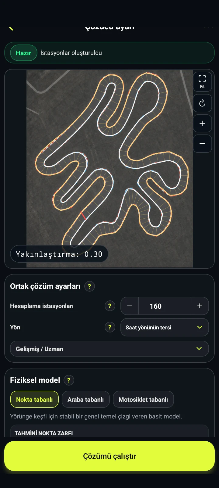 Nokta modeli ayarları - RaceLineCalc